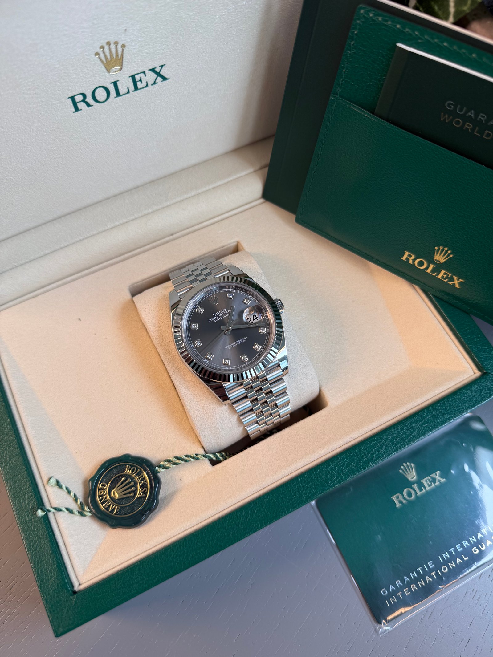 Rolex Datejust 41mm "Rhodium" Diamond Dial 2024 Unworn